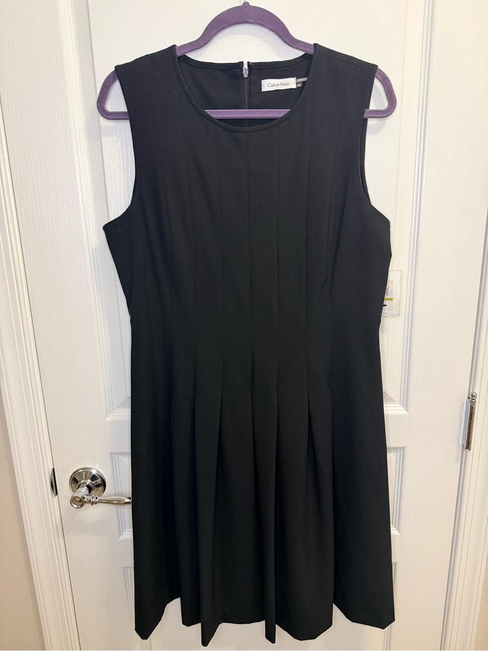 Calvin Klein Black Sleeveless Pleated Dress.NWT. Size 14.